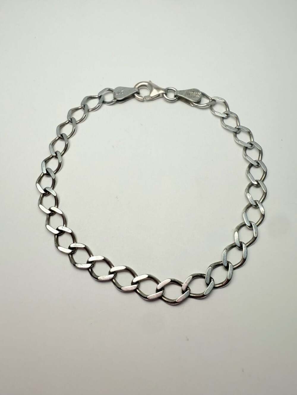 Italian Sterling Silver Double Link Chain Bracelet Size 7 Inches